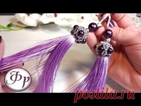 Серьги кисточки своими руками. Красивый колпачок из бисера и бусин.