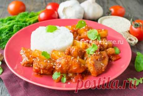 Курица в кисло-сладком соусе с ананасами