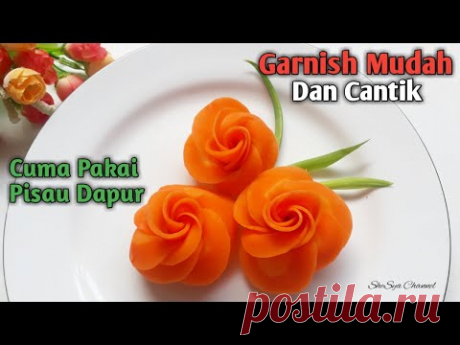 Mudah ! Cara Membuat Garnish Wortel Dengan Pisau Dapur | Hiasan Tumpeng | How To Make Carrot Flowers