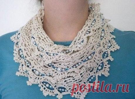 Ажурный шарфик крючком
#вязалкиндом_шарф_крючком