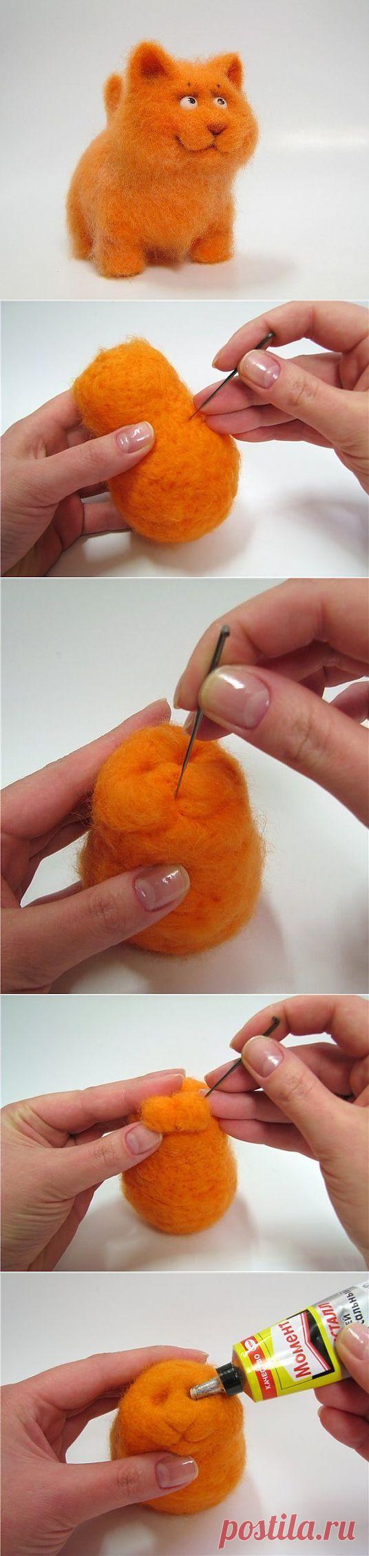 Котенок Мандаринчик своими руками (валяние).