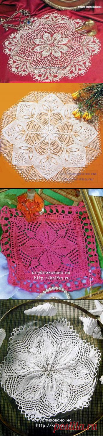 Вязаные салфетки со схемами вязания спицами на knitka.ru - вязание спицами бесплатно.