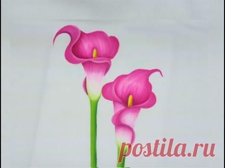 Pintura En Tela Como Pintar Flores Alcatraces Rosas