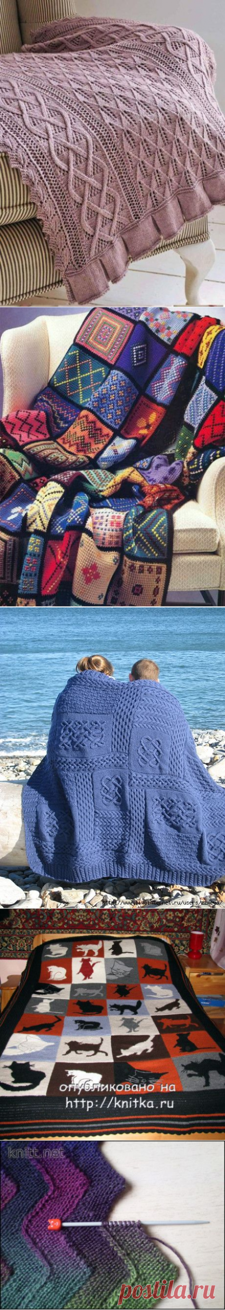 Плед спицами. Подборка из 17 схем вязаных пледов с описанием на knitka.ru. Бесплатно., Вязание для дома