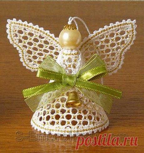 Christmas machine embroidery designs - 10561 Angel Battenberg lace Christmas ornament