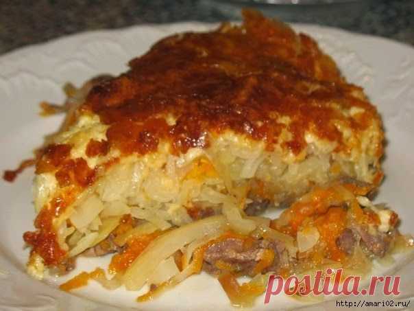 Мясо в морковно-капустной шубке..