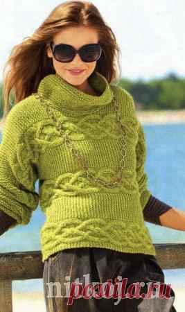 Поперечный пуловер спицами схема » Ниткой - вязаные вещи для вашего дома, вязание крючком, вязание спицами, схемы вязания