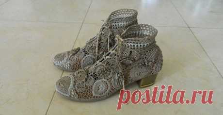 Irish crochet shoes. Free ideas crochet | 3vision - Fashion blog