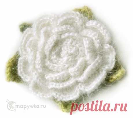 Вязаный цветок - белая роза - брошь, украшение - купить | Украшения ручной работы | HANDMADE интернет-магазин