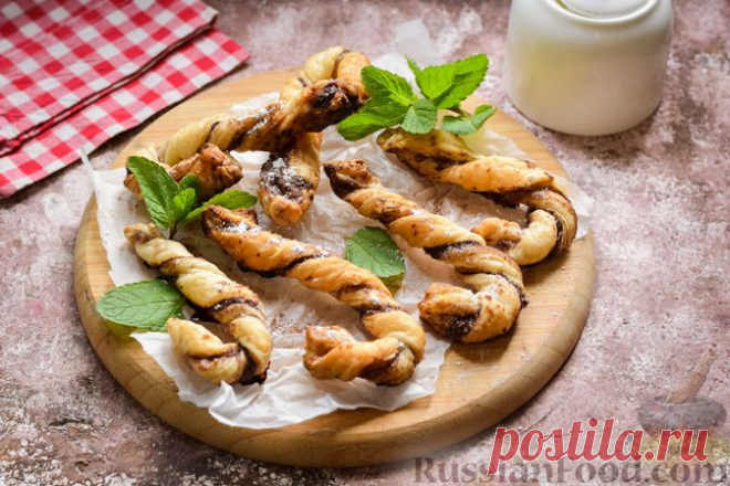 Рецепт: Сладкие слойки-тросточки с какао на RussianFood.com