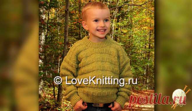 Светло-оливковый пуловер   | Loveknitting.ru