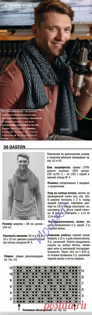 Классика: мужской шарф спицамиша