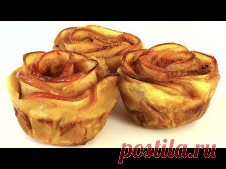 &quot;Розочки&quot; из слоеного теста с яблоками. Красиво и вкусно.