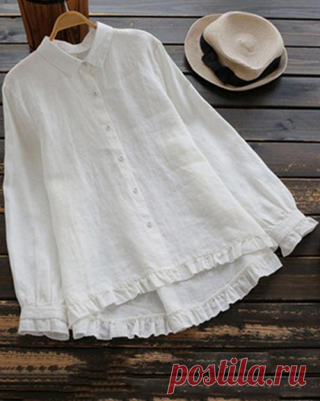 Plus Size Elegant Long Sleeve Ruffles Hem Cotton Blouse for Women HOT SELLING! Free Shipping Order Over $80 BUY 3 USE 8% OFF CODE: Nayachic Item : H2596 Descriptions: Sleeve Length: Long Sleeve Style: Casual, Fashion Pattern: