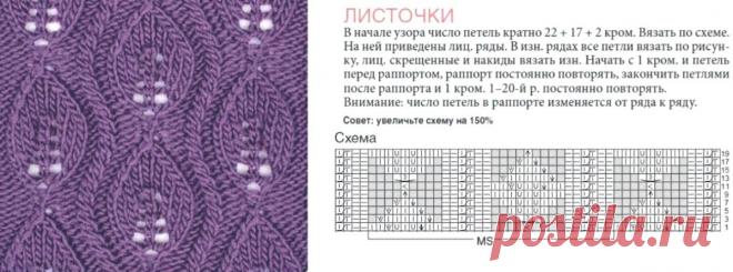 Растительные узоры спицами со схемами для вашей копилочки: 18 интересных вариантов | Вяжем вместе! | Дзен
