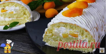 Бисквитный рулет «Нежный» с нектарином — Домашняя кулинария
