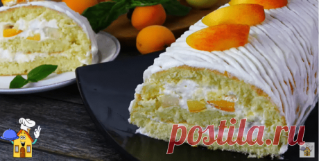 Бисквитный рулет «Нежный» с нектарином — Домашняя кулинария