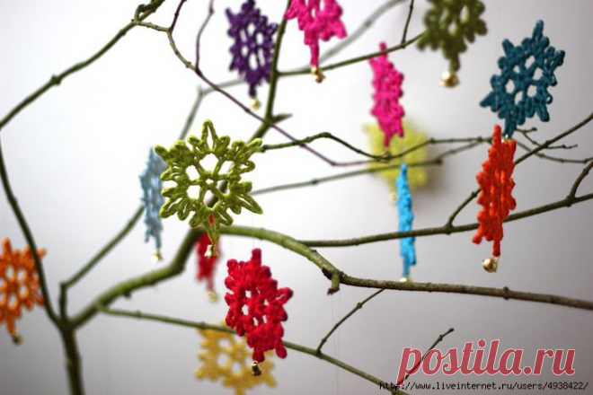 Снежинки с бубенцами. Крючком. МК. / Обсуждение на LiveInternet - Российский Сервис Онлайн-Дневников