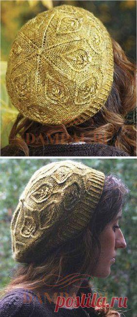 Вязаный женский берет «Гербарий»