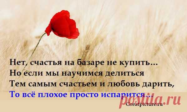 Замечательное стихотворение — «Пойду, схожу за счастьем на базар»