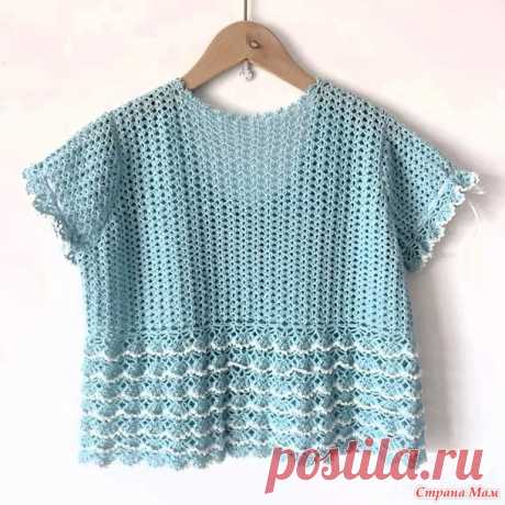Голубая блузка с волнистой баской. - Все в ажуре... (вязание крючком) - Страна Мам
