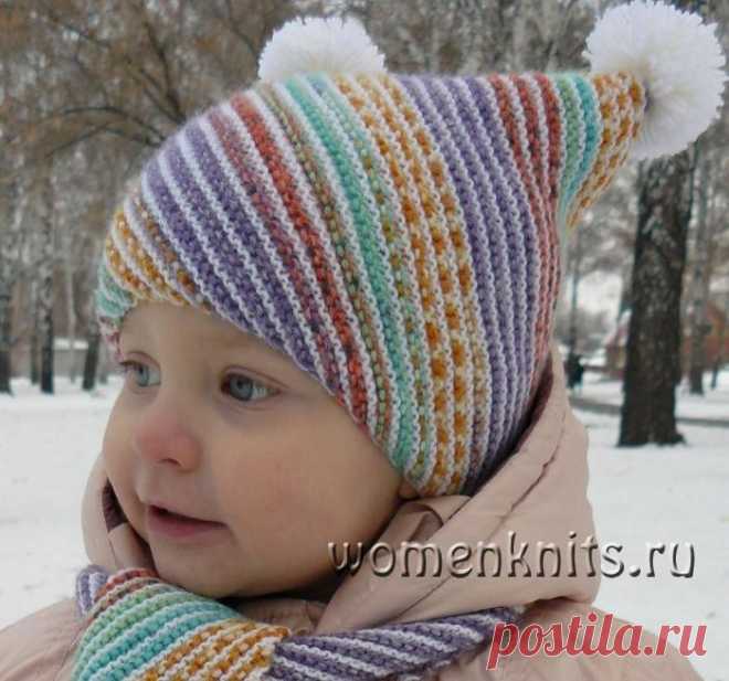 Детская шапочка и шарфик спицами
Описание: http://womanknits.ru/vyazanie-dlya-detej/shapochki-sharfiki/detskaya-shapochka-i-sharfik-spicami