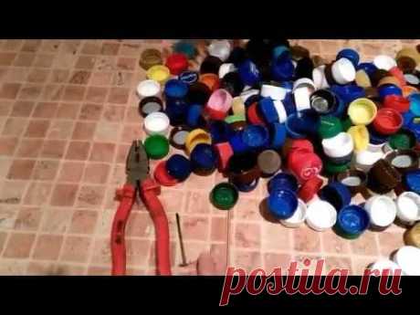 Делаем коврик в ванную, из крышек "Bathroom mat made of bottle caps"