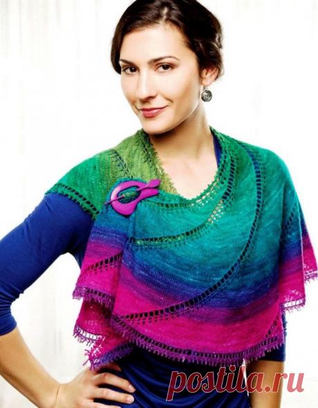 Ажурная многоцветная шаль