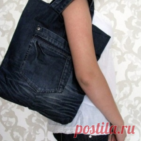 Мастер-класс по пошиву хозяйственной сумки из старых джинсов - МирТесен