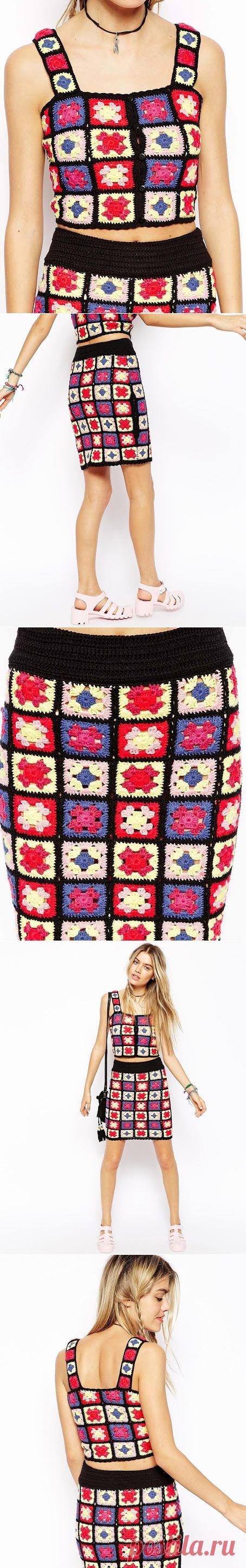 Outstanding Crochet: ASOS Premium Patchwork Crochet Bralet. ASOS Premium Skirt In Patchwork Crochet