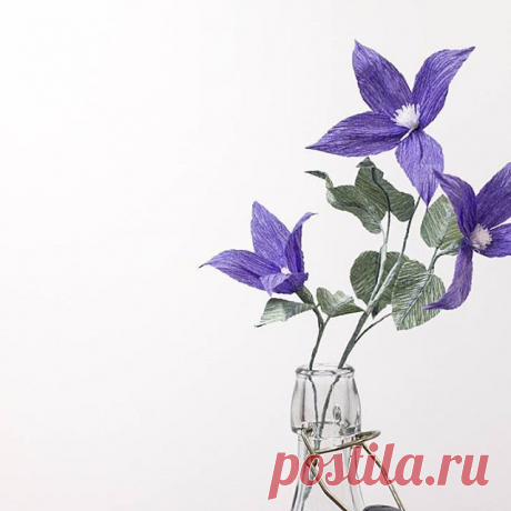 Simple and beautiful. Blue paper Clematis is done and available 🌸 
#kukkakauppa #kukkakimppu #kukat #flower #paperpetals #paperflowers #paper #photography #instabeauty #helsinki #finland #etsy #papercraft #handmade #kukka