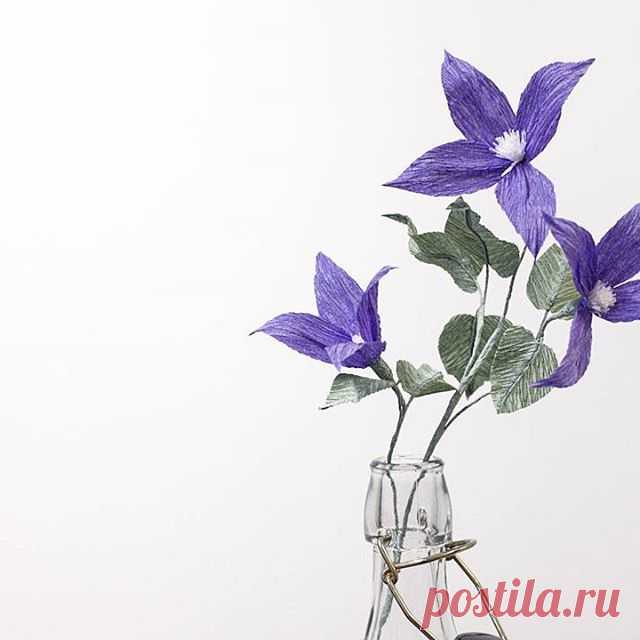 Simple and beautiful. Blue paper Clematis is done and available 🌸 
#kukkakauppa #kukkakimppu #kukat #flower #paperpetals #paperflowers #paper #photography #instabeauty #helsinki #finland #etsy #papercraft #handmade #kukka