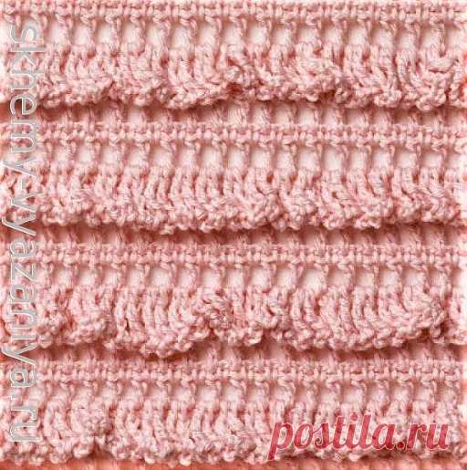 Узор крючком: сеточка с объемными воланами