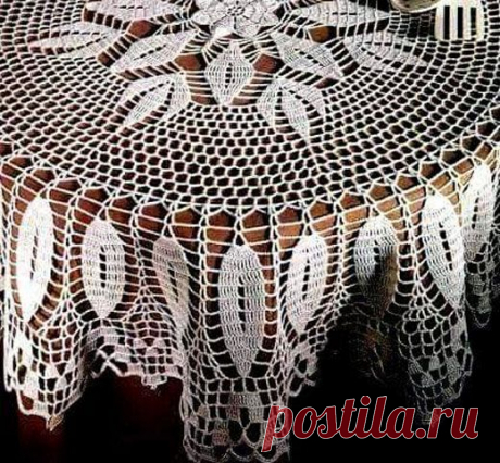Нарядная круглая скатерть крючком