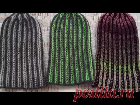 Шапка - английская резинка в два цвета/Two-color beanie hat