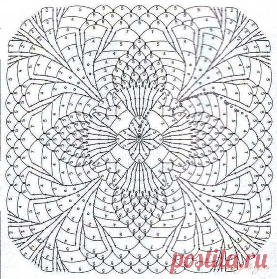 Схемы квадратных мотивов крючком