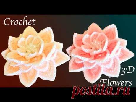 Flor tejida a Crochet aprende a tejer paso a paso en 3D tejido tallermanualperu