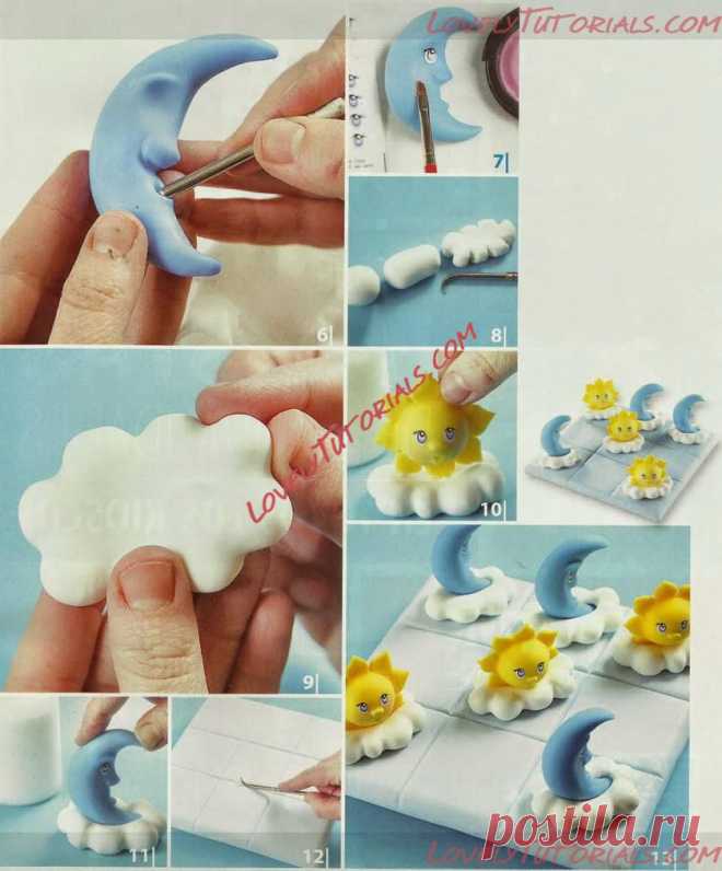 МК лепка "солнце и луна" -Sun and Moon cake topper tutorial - Мастер-классы по украшению тортов Cake Decorating Tutorials (How To's) Tortas Paso a Paso