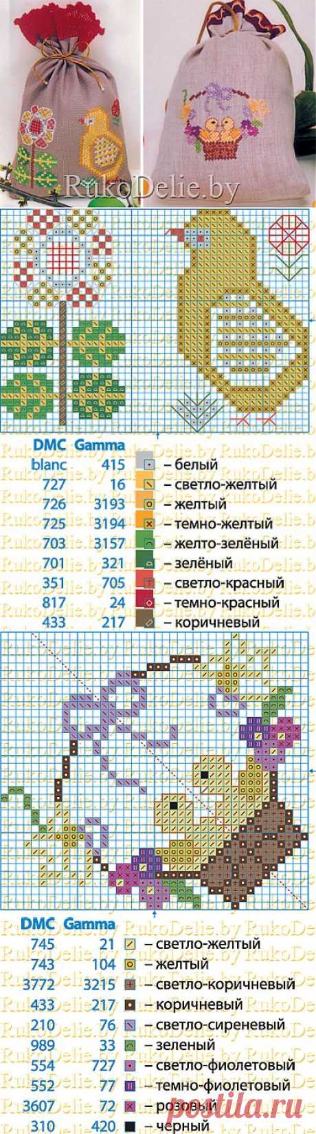Мешочки &quot;Цыплята&quot; :: Полезные мелочи :: Вышивка крестиком/Useful little things cross-stitch :: RukoDelie.by