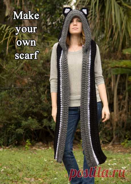 CROCHET PATTERN Cat Scarf Scoodie Hooded Scarf от WellRavelled