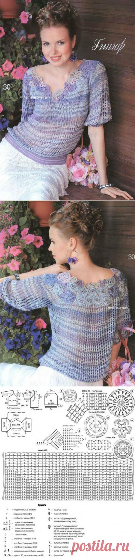 Блузка в пастельных тонах связанная крючком / Рукоделие / Домоводство / Женские секреты / Женский стиль