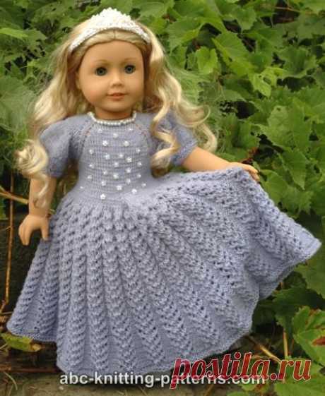 ABC Knitting Patterns - American Girl Doll Snow Princess Dress