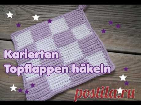 Topflappen kariert mit Farbwechsel (Anleitung) - YouTube
