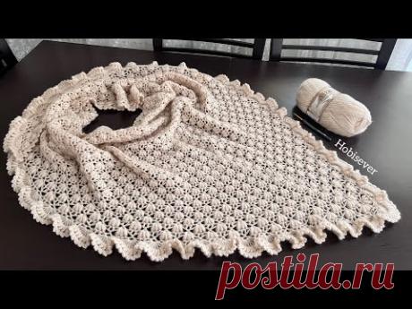 Легкие схемы треугольной шали крючком для начинающих 💕👌 / Вязание крючком / Схемы вязания