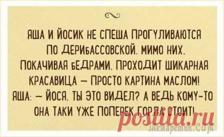 Несколько таки обалденных еврейских анекдотов, которые рассмешат до слёз 1 января 2018 года Семен Маркович с глубокого похмелья стоит у зеркала и задумчиво разглядывает свое опухшее лицо.
— Сарочка, а какой этот год по китайскому календарю?
— Год Собаки.
— Вот это у меня б...
