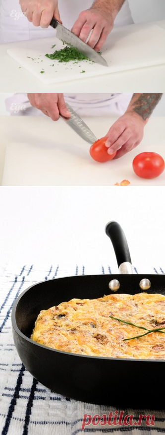 омлет с куриной печенью и помидорами
