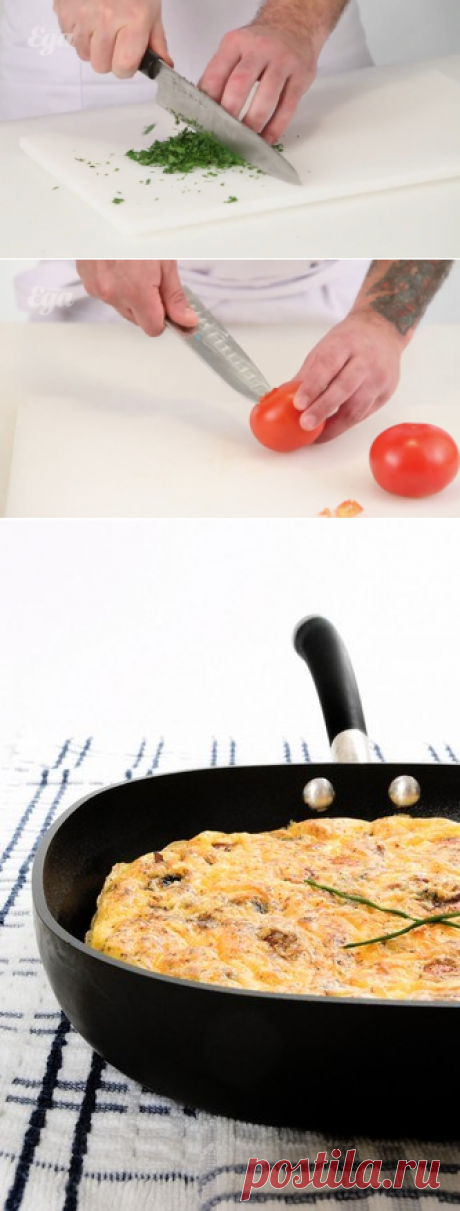 омлет с куриной печенью и помидорами