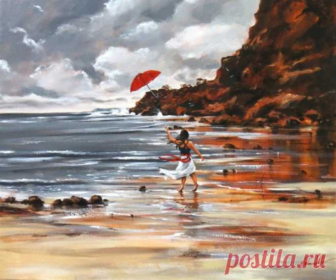 Helen Cottle, 1962 ~ Red umbrella | Tutt'Art@ | Pittura * Scultura * Poesia * Musica |