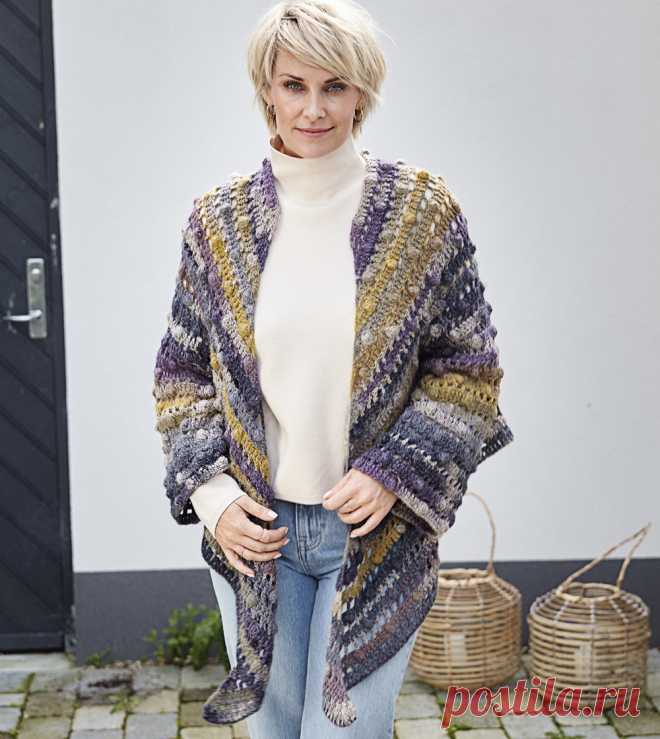 Накидка-палантин с рукавами - схема вязания крючком с описанием на Verena.ru