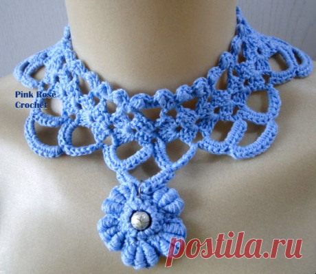 \ PINK ROSE CROCHET /: Colar Francis - Crochet Collar Necklace